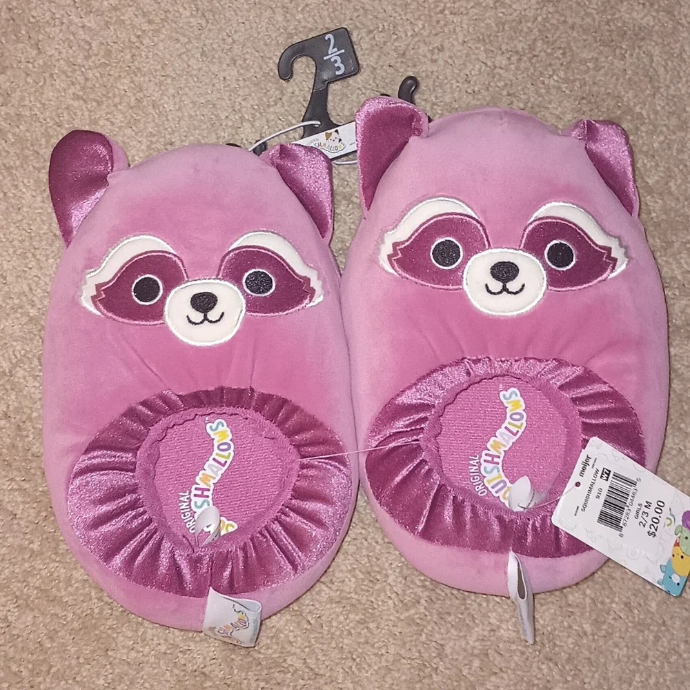 Kids Squishmallows Raccoon Pink‎ Slippers Girls 2/3 M